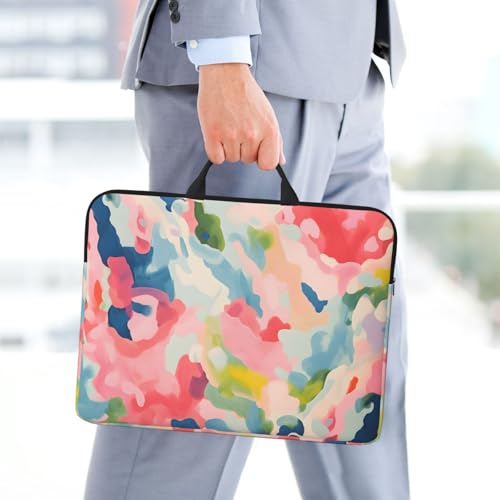 Pink and Black Paint Graffiti 14 Inch Laptop Sleeve Case，Handheld Waterproof/Shockproof Computer Carrying Bag Suitable for Daily Travel/Tourism/Business Trips, etc - color: Pink And Black Paint Graffiti