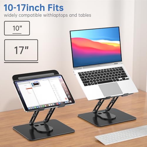 Laptop Stand for Desk Adjustable Computer Stand with 360 Rotating Base Ergonomic Laptop Riser Mount for Desk Foldable Protable Computer Desk Fits with MacBook Pro Air, Black - color: Rectangle, Black