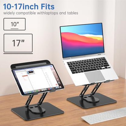 Laptop Stand for Desk Adjustable Computer Stand with 360 Rotating Base Ergonomic Laptop Riser Mount for Desk Foldable Protable Computer Desk Fits with MacBook Pro Air, Black - color: Rectangle, Black