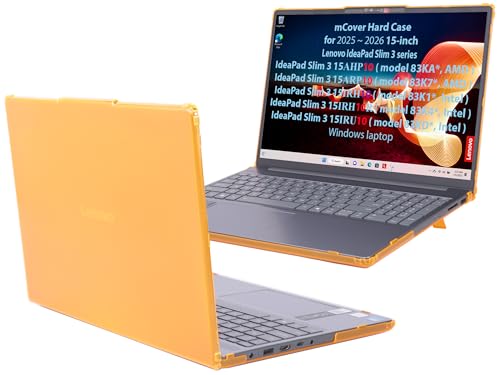 mCover Case ONLY Compatible for 2025-2026 15" Lenovo IdeaPad Slim 3 15AHP10 / 15ARP10 / 15IRH10 / 15IRU10 Series Windows Computers (NOT Fitting Any Other Lenovo Models) (Orange) - color: Orange