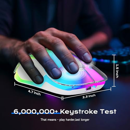 memzuoix 2.4G LED Wireless Mouse, Rechargeable Ergonomic Mouse with Detachable Cover, 1400 DPI Portable Optical Computer Mouse with USB Receiver for Laptop, PC, Desktop and MacBook, 5 Buttons-Blue - color: Blue
