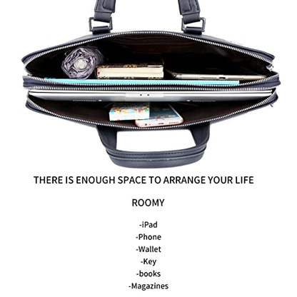 FSD.WG]Business Bag Leather Briefcase Shoulder Laptop Business Bag for Men - color: Blue