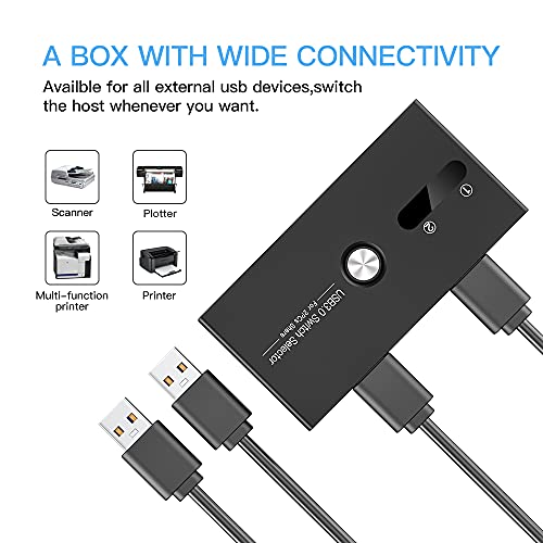 USB Switch, USB 3.0 Switcher 2 Computers Share 4 USB for PC Mouse Keyboard Printer Scanner, USB KVM Switch Selector Compatible with Windows, Mac, Linux - size: USB 3.0 SWITCH