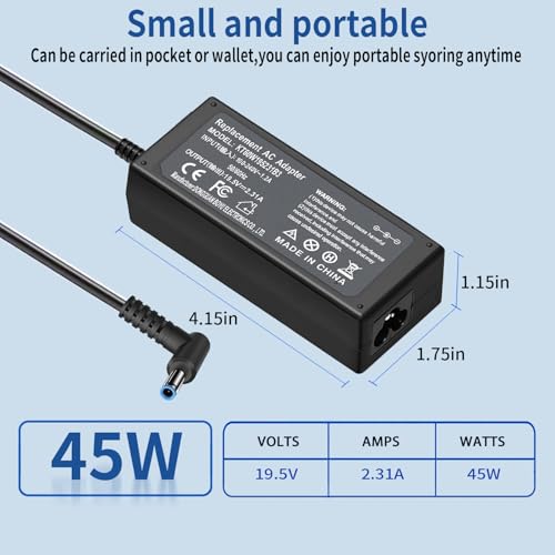 45W Smart Blue Tip Power Adapter for HP Computer AC Adapter Power Cord