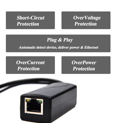 2.5G PoE Splitter 24V/1A, DC 5.5 * 2.1mm Plug, 48V PoE to DC 24V/1A 24W Output, 2.5Gbps Ethernet Comply IEEE802.3af/at, Plug and Play for IP Camera, Smart Home(PS5724TG) - style: (PS5724TG) 24V/1A 5.5 * 2.1mm