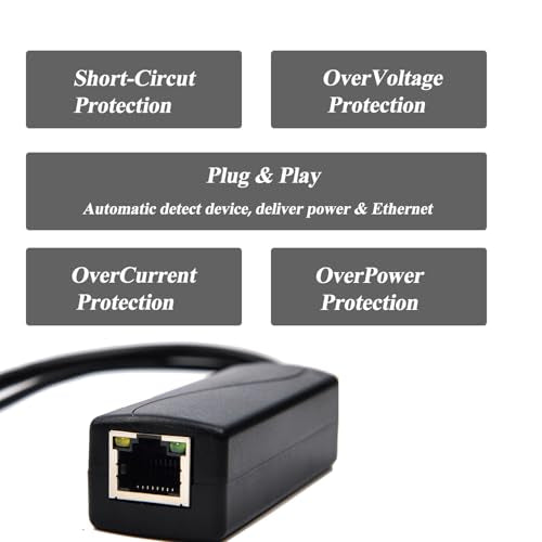 2.5G PoE Splitter 24V/1A, 48V PoE to DC 24V/1A 24W Output, DC 5.5 * 2.5mm Plug, 2.5Gbps Ethernet Comply IEEE802.3af/at, Plug and Play for IP Camera, Smart Home(PS5724TG-25) - style: (PS5724TG-25) 24V/1A 5.5 * 2.5mm