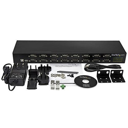 StarTech USB to Serial Hub, 16-Port, USB to RS232 Hub, TAA (ICUSB23216FD) | COM Port Retention, Rack Mount and Daisy Chainable - style: 16-Port