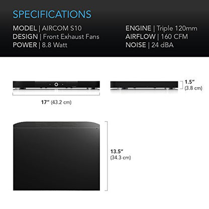 AC Infinity AIRCOM S10 Quiet Cooling Blower Fan System 17" Front-Exhaust | For Receivers, Amps, DVR, AV Cabinet Components - size: 17" Front-Exhaust, style: Speed Controller