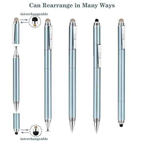 Capacitive Stylus Pen, 4-in-1 High Sensitivity and Precision Touch Screen Stylus Clear Disc Tip,Black Rubber Tip &Mesh Fiber Tip Compatible with Universal Touch Screen Device (Ice Blue) - color: Ice Blue