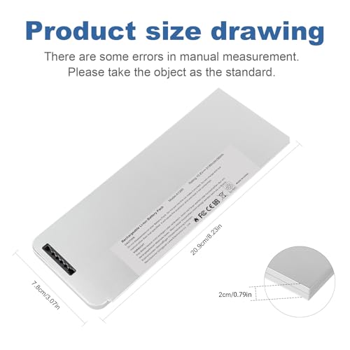 TREE.NB 56Wh A1280 Laptop Battery for Apple A1280 A1278 (2008 Version) MacBook 13-Inch Series, Compabiel for MB771G/A MB467LL/A MB466LL/A - size: 8.23x3.07x0.79inch A1280