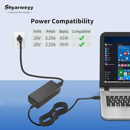 65 Watt USB C Charger for Dell Latitude 5420 5540 Chromebook 3110 3100 2-in-1 for HP Spectre X360,Elite x2 for Lenovo Thinkpad/Yoga/Chromebook, ADLX65YDC2A for XPS and Latitude 5000