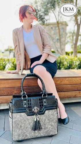 JKM and Company Alligator Compatible With Computer iPad, Laptop Tablet Rolling Tote Bag Briefcase Carryall Bag | Compatible With - style: Savannah