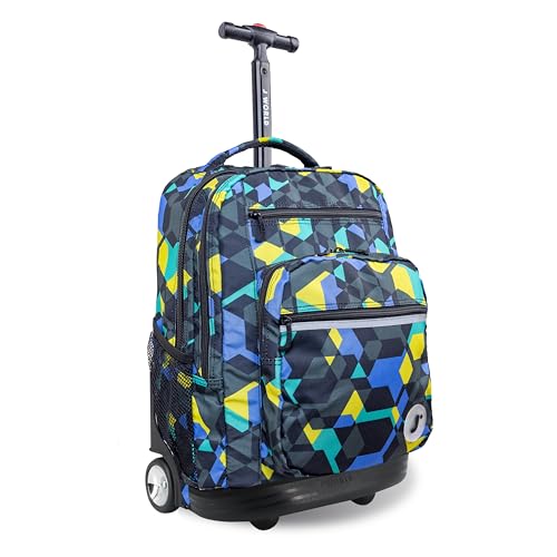 J World Sundance Laptop Rolling Backpack for Girls Boys. Roller Bookbag with Wheels, 20 Inch, Cubes - color: Cubes
