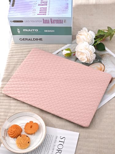 Seorsok Compatible with MacBook Air 13 Inch Case 2022-2018 Release A1932 A2179 M1 A2337 Touch ID,Elegant Leather Plastic Hard Shell Case Transparent Keyboard Cover,Pink Tartan PVC No Logo Cutout - color: Pink( Tartan PVC), size: Air 13(A1932 A2179 M1 A233