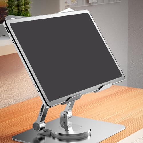 Adjustable Laptop Stand with 360 Degree Rotatable Base Foldable Laptop Holder for Desk Ergonomic Computer Notebook - color: Black