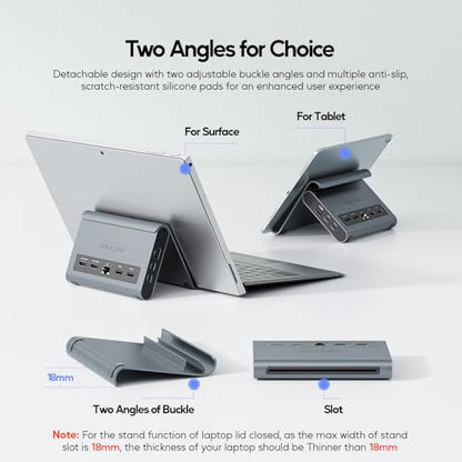 USB C Docking Station Dual Monitor, Laptop Dock for Windows with HDMI 4K | PULWTOP Laptop Docking Staion Stand, 3xUSB-C/A 10Gbps,2xUSB-A 5Gbps,RJ45,PD for Surface Pro11/10/9/8/Dell/HP/Lenovo/Asus/Acer