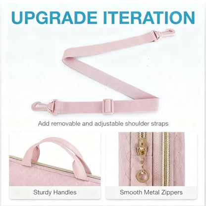 BAGSMART Laptop Sleeve 15-15.6 inch Case Protective Water-Resistant | Lightweight Laptop Bag for Women with Pocket and Handle, Compatible with MacBook, HP, Dell, Acer and Asus notebooks - color: Pink-Shoulder Strap, size: 15.6 Inch