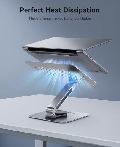 ORICO Adjustable Laptop Stand with 360° Rotating Base, Foldable Aluminum Alloy Laptop Riser for Desk, Compatible with MacBook Neo Air Pro, Dell, HP (Up to 17") - ST10, Gray - color: Gray