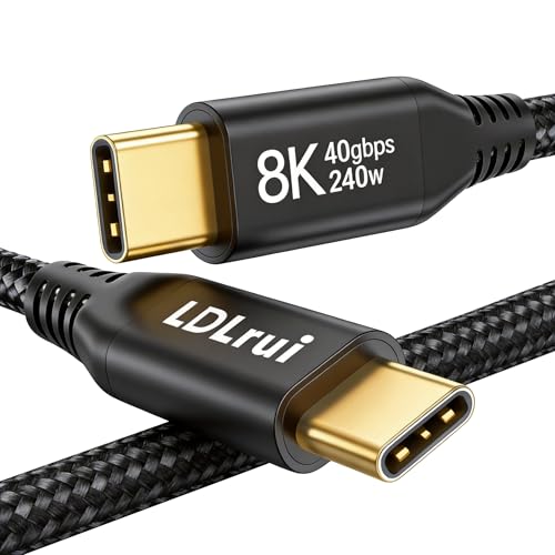 LDLrui USB4 Cable USBC Monitor Display Cable 40Gbps 8K@60Hz Video 240W 6FT | Long-Distance Connections for Monitors, Docks , Larger Workspaces for MacBook Pro, Dell, Portable Monitor, iPad Pro - size: 6FT