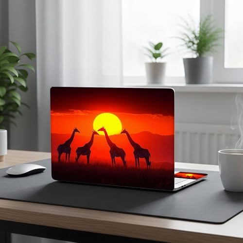 Aesthetic Laptop Skin Cover,12-15.6 Inch Universal Vinyl Sticker Decal,Waterproof Scratch-Resistant Notebook Wrap,Removable Residue-Free Protector,Giraffe Sunset Safari - color: Giraffe Sunset Safari