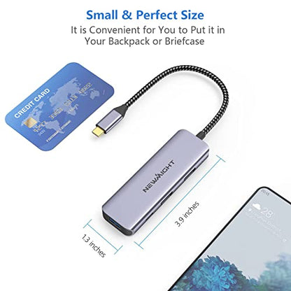 USB C Dual HDMI Adapter for 2 Monitors, Newmight 4-in-1 USB C to Dual Monitor HDMI Splitter, Supports Single 4K 60Hz and Dual 4K 30Hz, 100W PD, USB-A Port for MacBook, HP, Dell, iPhone 15/16 Series
