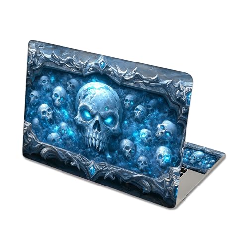 Aesthetic Laptop Skin Sticker, Frost Skulls in Enchanted Frame Waterproof Vinyl Laptop Decal, Removable Bubble Free, Reusable Protective Cover for 13 14 15 15.6 Inch - color: Frost Skulls in Enchanted Frame