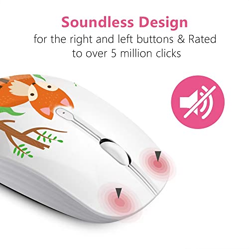 JUHOO Wireless Mouse with Nano Receiver for PC, Laptop, Notebook, Computer, MacBook, Less Noise, Portable Mobile Optical Mice.(Fox) - style: Fox