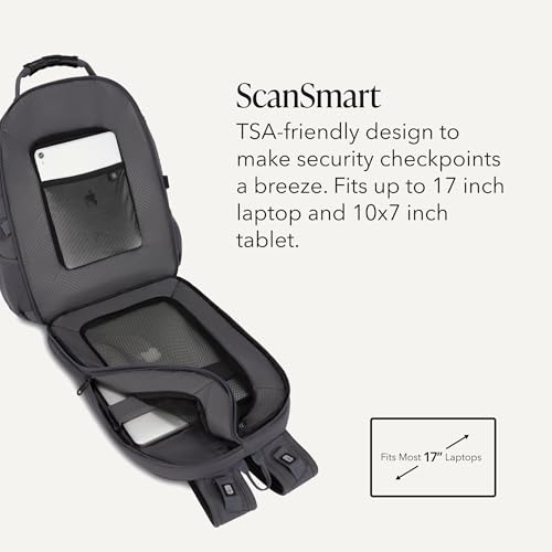 SWISSGEAR 1900 ScanSmart Laptop Backpack, Fits Most 17-Inch Laptops, TSA-Friendly Lay-Flat Design, RFID Protection, and Tablet Pocket, Black, 31L, 18.5-Inch - color: Charcoal