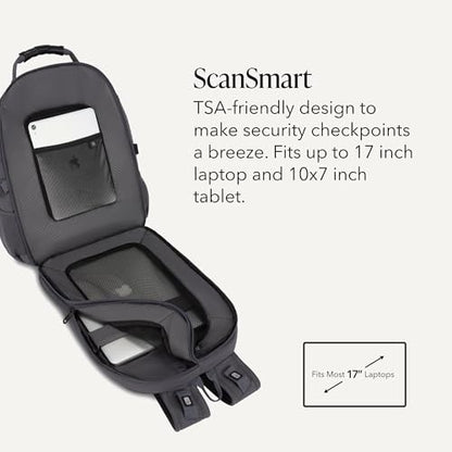 SWISSGEAR 1900 ScanSmart Laptop Backpack, Fits Most 17-Inch Laptops, TSA-Friendly Lay-Flat Design, RFID Protection, and Tablet Pocket, Black, 31L, 18.5-Inch - color: Charcoal
