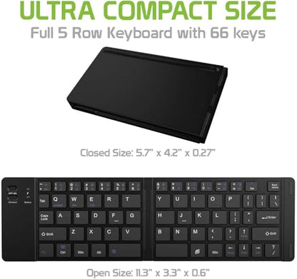 Wireless Bluetooth Keyboard Compatible with Verizon Wireless Ellipsis 8 Built-in Phone Holder/Stand-Ultra Slim Folding Rechargeable Full Size Keyboard!