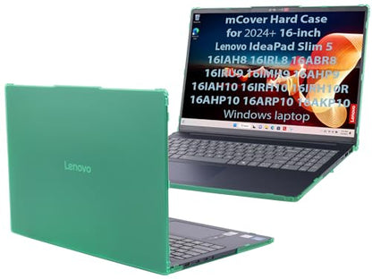 mCover Case ONLY Compatible for 2024-2026 16" Lenovo IdeaPad Slim 5 16AHP10 16ARP10 16AKP10 16IRH10 16IAH10 16IRU9 16ABR8 Series Windows Computers(NOT for Other Lenovo Models)- Green - color: Green