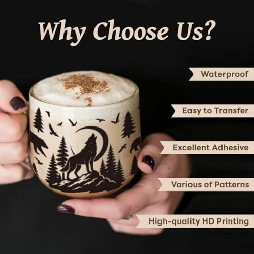 Animal Silhouettes UV DTF Cup Wraps, 10 Sheets Transfer Sticker | Waterproof UV DTF Stickers, Custom Vinyl Decals for 16oz Coffee Cups Tumblers Bottles Mugs, DIY Gifts & Crafts - style: Forest Animal Silhouettes