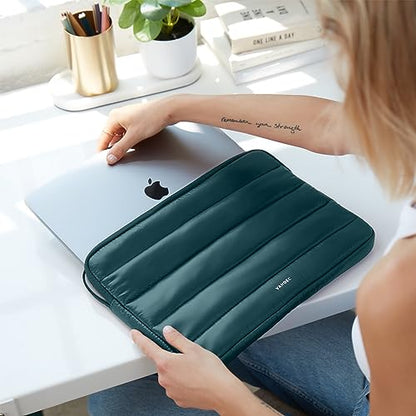 Vandel The Original Puffy Laptop Sleeve 13-14 Inch, Laptop Sleeve for Women | Protective Carrying Case Cover for MacBook Pro 14 in, MacBook Air 13 Inch, iPad Pro 12.9, Dell, Asus, HP - color: f. Shiny Emerald