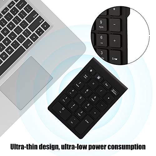 Sanpyl 22 Keys Numeric Keypad, Bluetooth Mini Keyboard, Financial Accounting Rechargeable Number Pad, for Laptop Desktop, PC(Black) - color: black