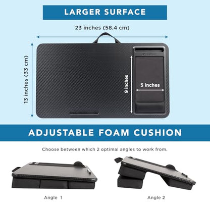 LAPGEAR Extra Large Adjustable Lap Desk - Black Carbon, Fits 17.3" Laptops