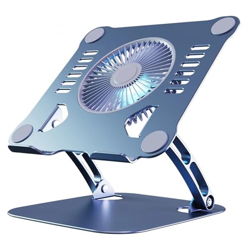 Laptop Cooler Cooling Pad Stand - Slim Ergonimic Laptop Stand for Desk, 3 Speed Cooling Fan Adjustable Height Laptop Cooling Stand for MacBook 11-15.6 Inch, Blue & Gray