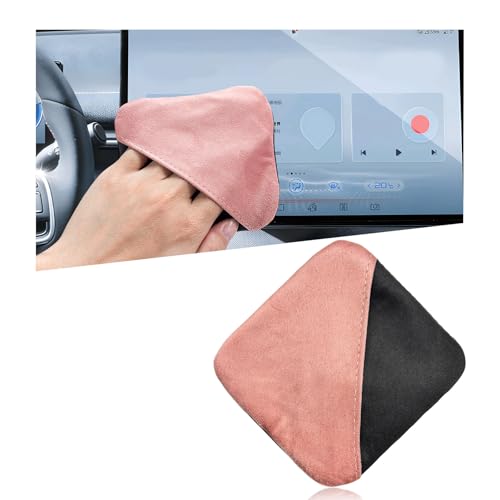 Ohleats Car Screen Cleaner, Microfiber Auto Screen Cleaning Pad, Foldable Touch Screen Cleaner Cloth for Vehicle Dashboard LCD Display, Car Cleaning Kits - color: Pink&Gray,1Pcs