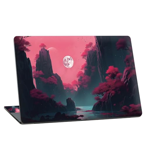 Universal Laptop Skin Sticker with 2 Wrist Pad Skins, Waterproof Scratch Resistant Vinyl Laptop Cover Decal, Cut to Fit for 11–15.6 Inch MacBook HP Dell Lenovo, Moonlight Landscape - color: Moonlight Landscape