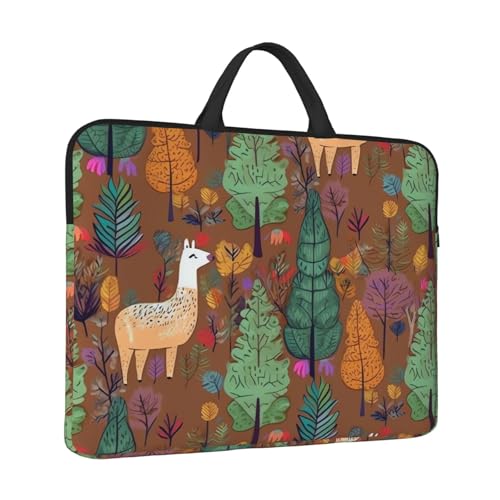 14 inch Laptop Sleeve with Handle Shockproof Laptop Bag Waterproof Computer Cover Bag Alpaca in The Forest Briefcase