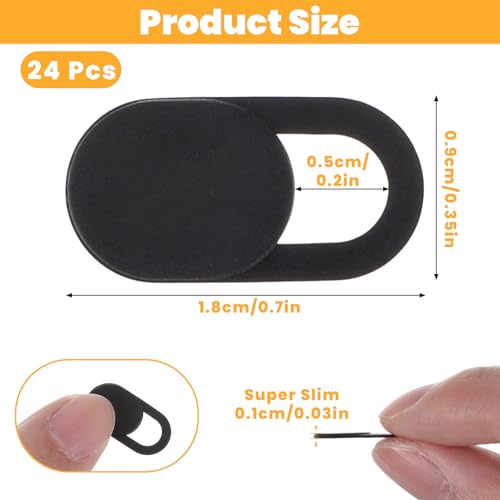 24PCS Camera Cover Slide, 0.03 inch Ultra-Thin Webcam Cover Camera Blocker Slider for Laptop Desktops PC Tablet Cell Phone to Protect Your Privacy and Security