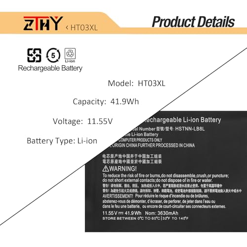 HT03XL Battery Replacement for HP Pavilion 14-CE 14-CF 14-CK 14-CM 14-DF | 14-DH 14-DQ 14Q-CY 14S-CF 14S-DQ 14-FQ 15-CS 15-CW 15-DA 15-DW 14-ce0xxx 14-cf0xxx 14-cm0xxx 14-dh0xxx 14-dk0xxx 14-dq0xxx - size: 7.68*4.13*0.2 inch HT03XL