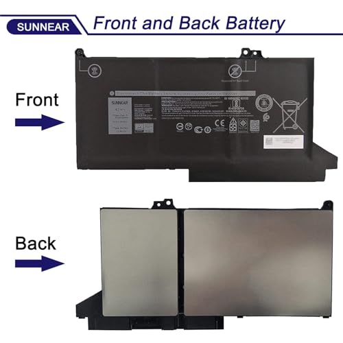 0G74G 2PFPW Laptop Battery Replacement for Dell Latitude 5300 5310 7300 7400 E5300 E5310 E7300 E7400 Series OG74G 02PFPW 3KF82 8JYHH 11.4V 42Wh 3500mAh 3-Cell - size: 8.82*5.12*1.34 inches 0G74G