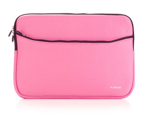 13-inch Soft Neoprene Sleeve Case for MacBook & UltraBook Laptop (Built-in External Pocket) - Pink