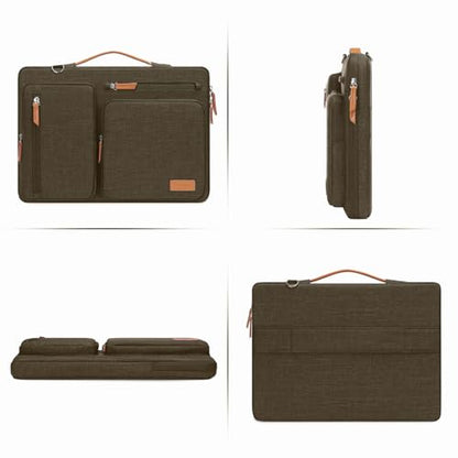 MOSISO 360 Protective Laptop Shoulder Bag, 15 inch Computer Bags | Compatible with MacBook Air 15 inch/Pro 15, Dell XPS Plus,Side Open Messenger Bag with 4 Zipper Pockets&Handle, Carob Brown - color: Carob Brown, size: 15 inch