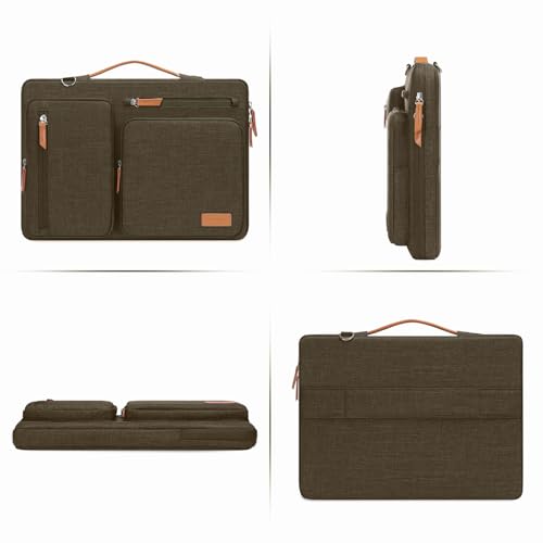 MOSISO 360 Protective Laptop Shoulder Bag, 17-17.3 inch Computer Bags | Compatible with MacBook, HP, Dell, Lenovo, Asus Notebook, Side Open Messenger Bag with 4 Zipper Pockets&Handle, Carob Brown - color: Carob Brown, size: 17.3 inch