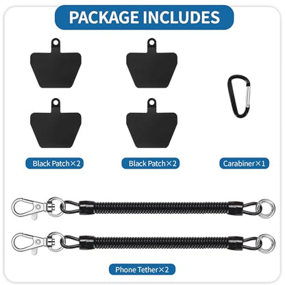 Doormoon Phone Lanyard Tether with 4 TPU Patch, Cell Phone Lanyard with 2 Phone Tether, 4 TPU Patch for Outdoor Hiking Climbing - color: Blackblack-tpu Patch