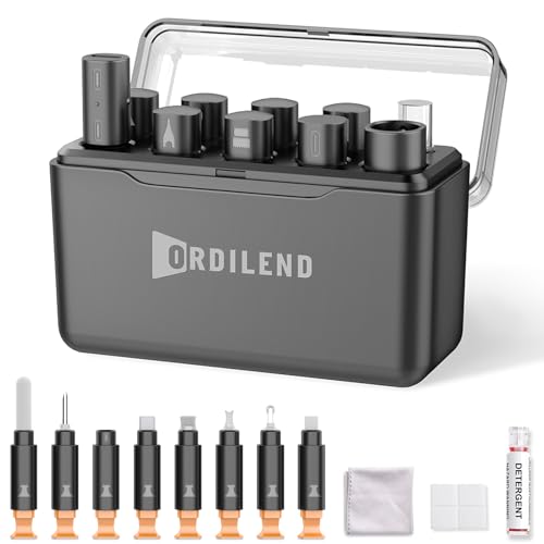 iPhone Cleaning Kit for Charging Port Cleaner, Cleaner Kit for AirPod Phone | Multi-Tool, iPhone Cleaner, Repair Lightning Cable USB C Speaker Charger iPad Connector, Compact Portable, with Storage Case - color: Black