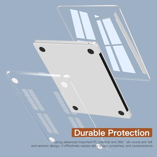 CISSOOK for MacBook Air 13.6 inch Case Clear M2 M3 M4 Model A2681 A3113 A3240, Transparent Hard Shell Case Protective Cover with Keyboard Cover for MacBook Air 13 inch 2022 2024 2025 - Clear | A3449 A3240 A3113 A2681, 5in1 Set Hard Shell Case Keyboard Cov