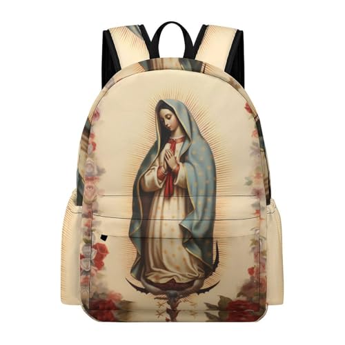 Our Lady of Guadalupe Virgin Mary with Backpack Adjustable Shoulder Strap Rucksack Gym Hiking Laptop Shoulder Bag Cute Backpack Daypack 17 Inch