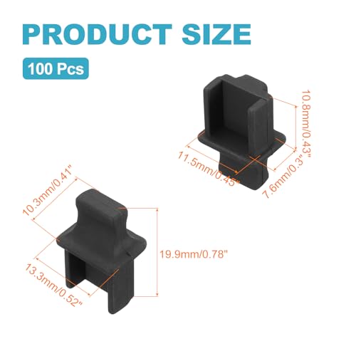 RJ45 Dust Covers Caps, Black RJ45 Dust Plug Silicone Ethernet Port Protector Covers for Media Converter, Router, Modem, Laptop, Network Panel, Pack of 100